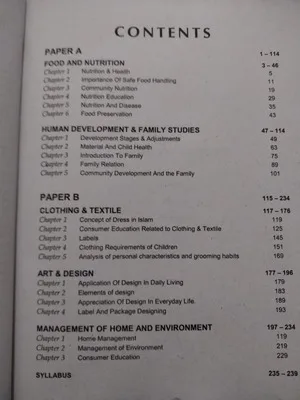 Essential Of Home Economics contents